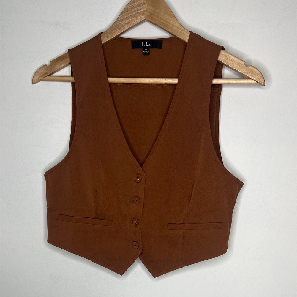 Lulu's Rust Brown Button-Front Vest - Picture 2 of 4